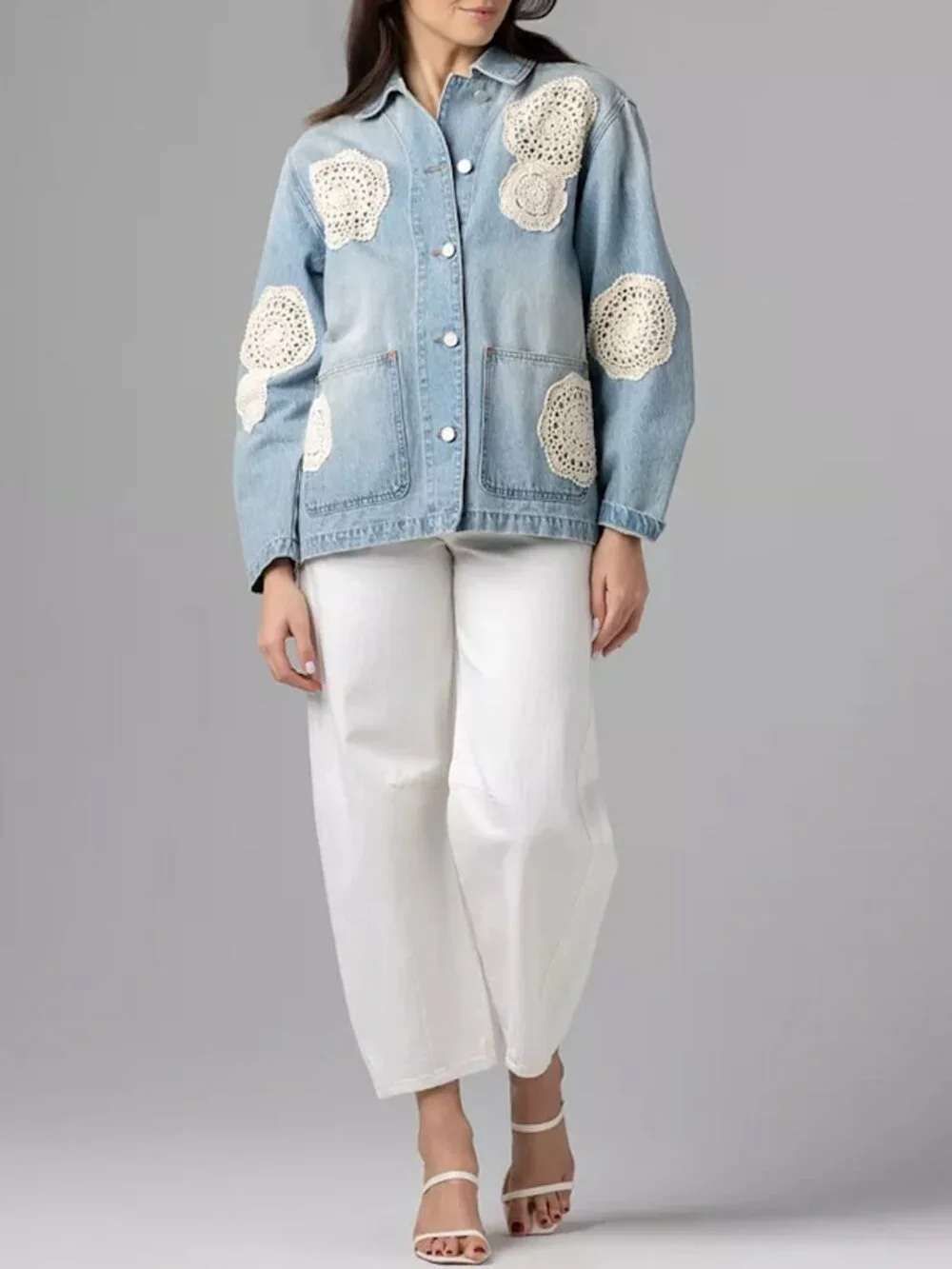 BLANKNYC Surf Camp Denim Jacket with Crochet appliqué - Picture 4 of 5